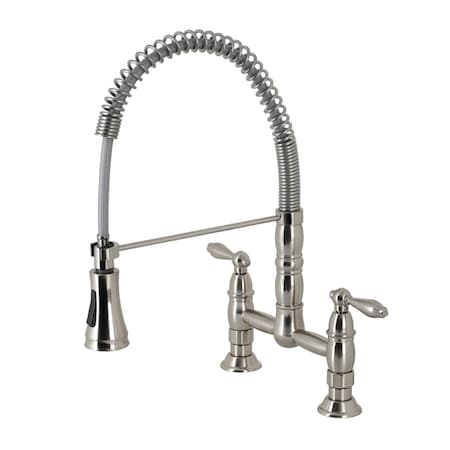 Gourmetier Heritage 2-Handle Deck-Mount Pull-Down Sprayer Kitchen Faucet, Nickel GS1278AL